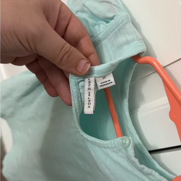 Janie and Jack Light Green Eyelet Sleeve Tee - Picture 7 of 7